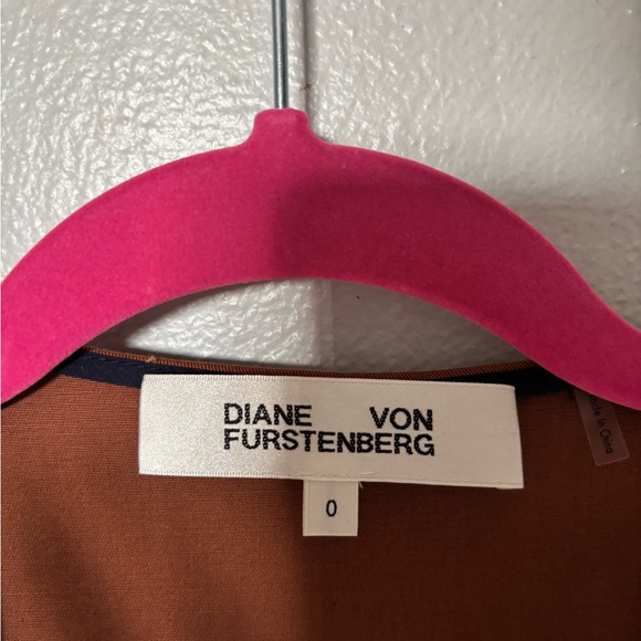 Diane Von Furstenberg Brown Midi Dress with Gold Zipper - Picture 3 of 5